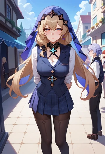 star rail,black swan,winter,student uniform,vest  - AI generated anime art